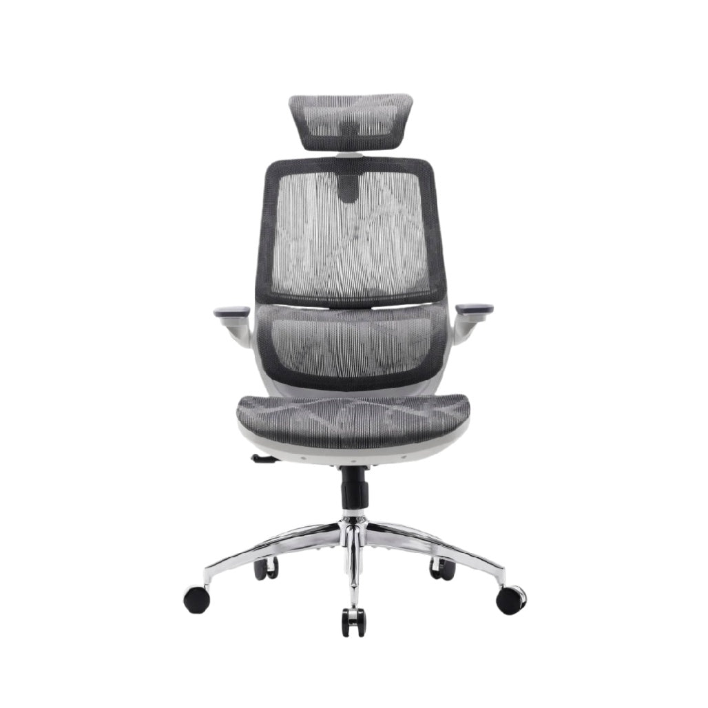 Chaise de bureau ergonomique avec appui-tête en tissu et maille - 75 x 70 x 120