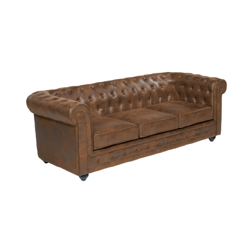 Canapé en cuir avec capitonnage pour salon - 180 x 85 x 75