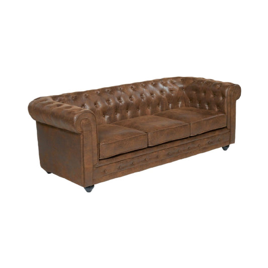 Canapé en cuir avec capitonnage pour salon - 180 x 85 x 75